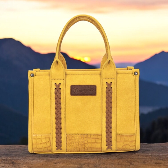 Wrangler Handbags - NEW Wrangler Croc Print Concealed Carry Tote Crossbody Mustard 11"x9"x3.5" NWT